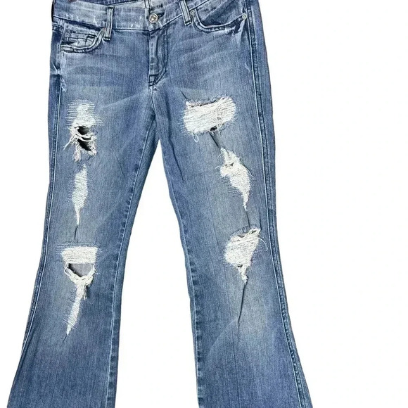 7 for all Mankind A Pocket Distressed Lexie Flare Denim Jeans Size 27 - Picture 8 of 13